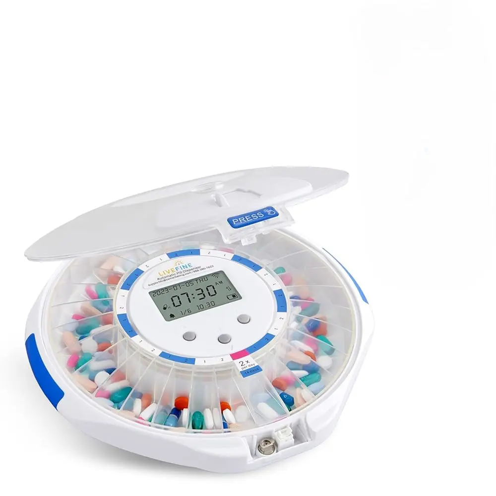 Live Fine WiFi Smart Pill Dispenser With Lock | 28-Day Organizer for Medications, Alerts & Vitamins
