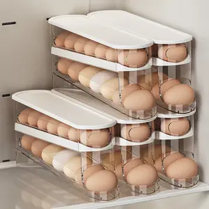 Fresh-Keeping Egg Storage Rack 30cm Transparent Slide-Rolling Container for Fridge Door Compact Space-Saving Solution