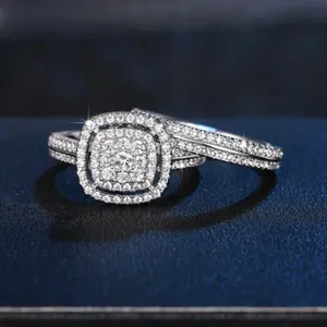 2PCS Women’s Cubic Zirconia Rings – Elegant Sparkling Ring Set, Fashion Jewelry Gift for Her