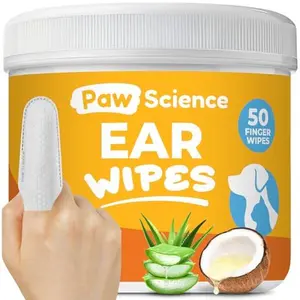 Dog Ear Cleaner Wipes – Finger Wipes for Dogs & Cats – Cleaning, Soothing, & Deodorizing Itchy Ears – Pet Ear Relief Solution (Coconut)