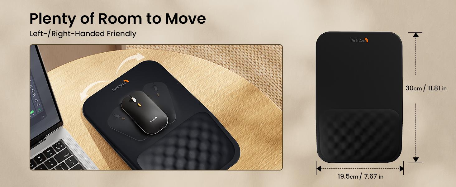 ProtoArc Mouse Pad, MP50 Ergonomic Mouse Mat with Wrist Support Massage Design for Pain Reilef, Non-Slip Rubber Base, Waterproof, Soft Memory Foam, Mousepad for Computer Mouse, Laptop, Office, Desk Gadgets, Husband Gifts