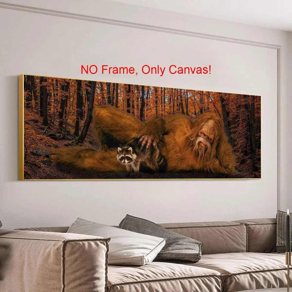 Bigfoot Pattern Canvas Painting without Frame, Funny Animal Pattern Hanging Wall Art, Wall Decor for Home Living Room Bedroom Office, Living Room Decorations, Ornaments