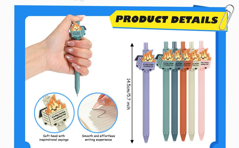 Dumpster Fire Pens Funny Luminous Ballpoint Pen for Easter Office Gift Emotional Support Dumpster Fire Easter Party Positive Gift for Coworkers Teacher Employee Appreciation Gift School Ofiice Supplies New Year Gifts