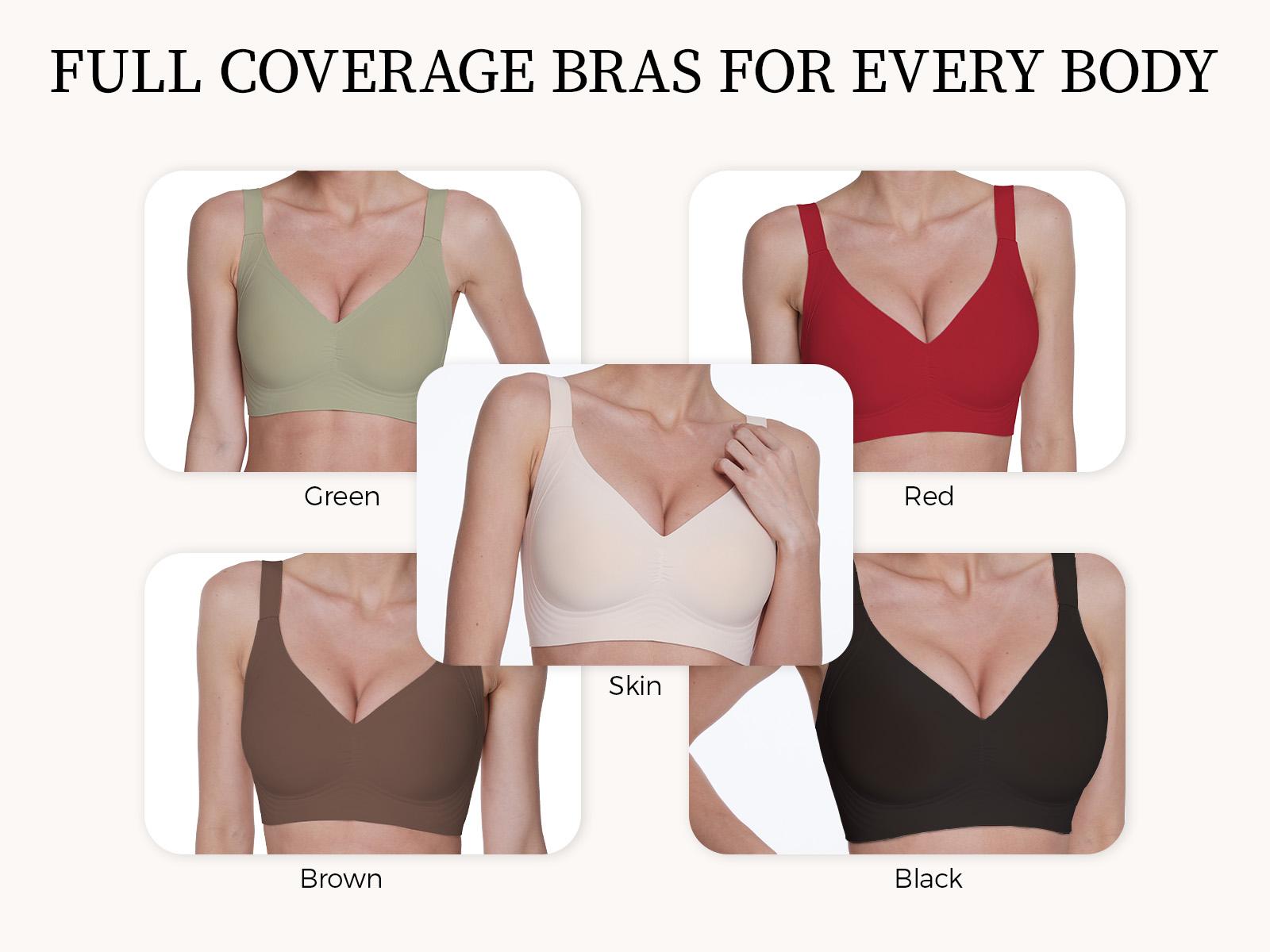 VRCOMFY Women Wirefree Bras Full Coverage No Underwire Everyday Bras – Comfortable Wireless Padded Jelly Bra with Magic Push  up