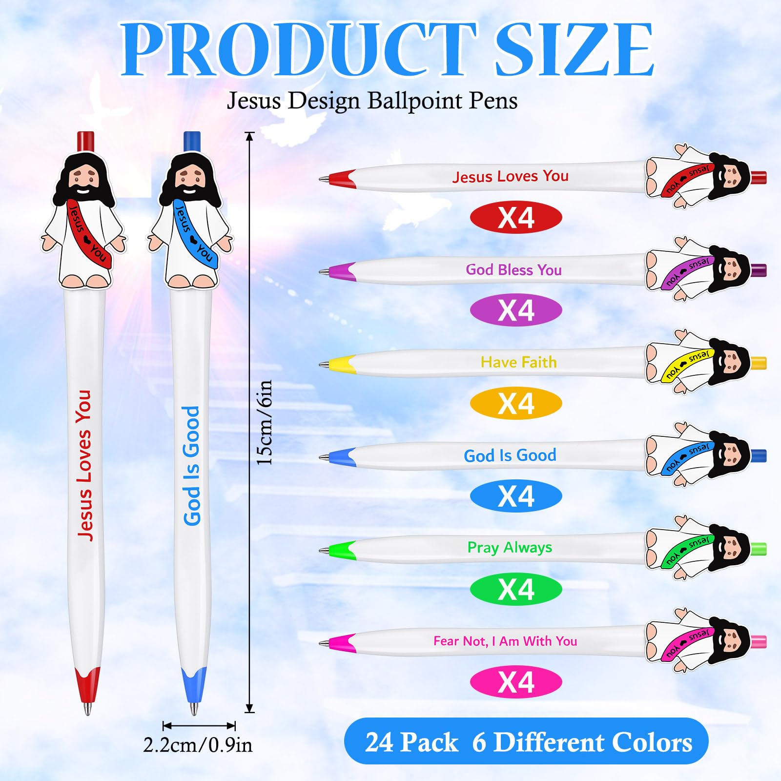 24/20Pcs Bible Verse Ballpoint Pen Jesus love You Pen for Sunday School Baptism Gift Easter Basket Stuffer Inspirational Ballpoint Pen for Men Women Bible Study and Daily Use School & Office Stationery Supplies
