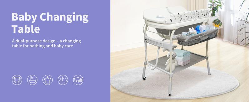 2in1 Baby Bathtub with Changing TableWaterproof Portable Diaper Changing Station, Adjustable Height Organizer with Storage for Newborns&Toddlers 2in1 Baby Bathtub with Changing TableWaterproof Portable Diaper Changing Station, Adjustable Height Organizer with Storage for Newborns&Toddlers