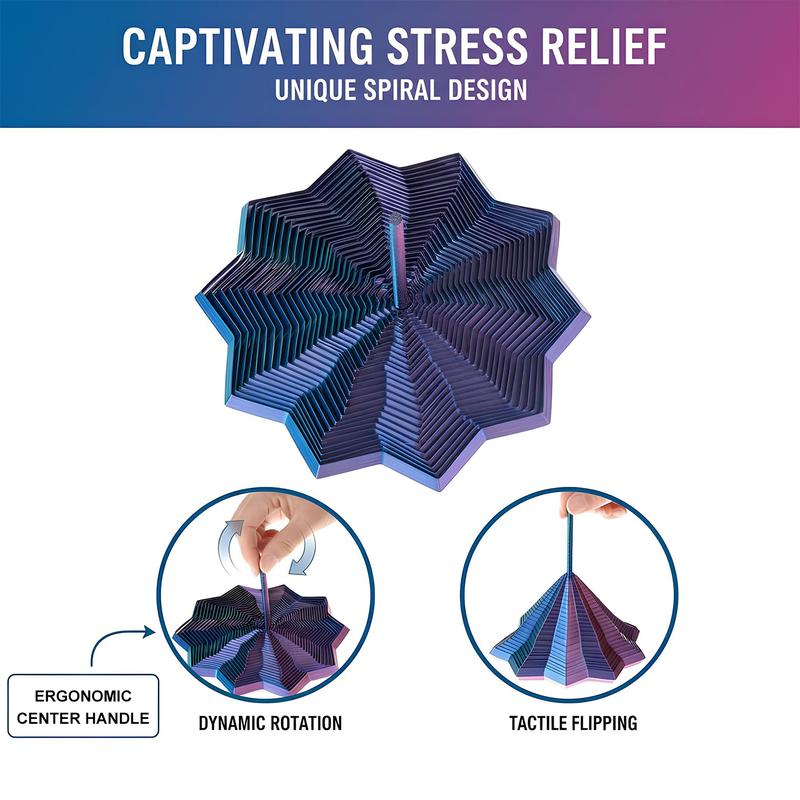 PUKEGM 3D Printed Expanded Sensory Fidget Star,New Stress Relief Sensory Whirling Spiral with Handle,Very Satisfying Sight and Sound with Hypnotizing Visual Fidget Toy