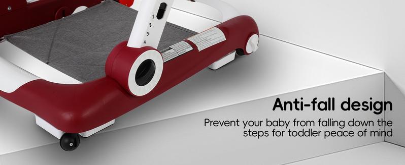 6-in-1 Baby Walker, Foldable Activity Walker with Adjustable Height & Speed, Music, Lights, Anti-Rollover, Toddler Push Walker, Baby Walker with Wheels for Boys & Girls 6-18 Months