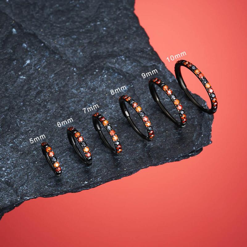 Oufer Halloween CZ Hinged Nose Hoop Ring for Body Jewelry 20G Stainless Steel 5mm-12mm Inner Diameter Black Purple Pink Green Blue Trick or Treat Collection Christmas Theme