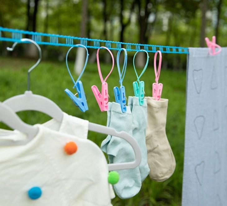 Clothesline,3 Pack Clotheslines for Outside, Adjustable Clothes line，Windproof Clothesline with Hooks, Indoor and Outdoor Laundry and Drying Lines,Ideal Camping & Travel Essentials (5 m/197 in)