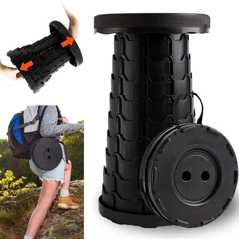 BLYXTENNE 2pcs Collapsible Stool Heavy-Duty 400LB Portable Folding Stool with Quick-Fold Mechanism Sturdy Base & Heavy-Duty Legs Lightweight Telescopic Stool for Camping Hiking Fishing Men Heavy Weight Chair Black,home decor,camping essentials