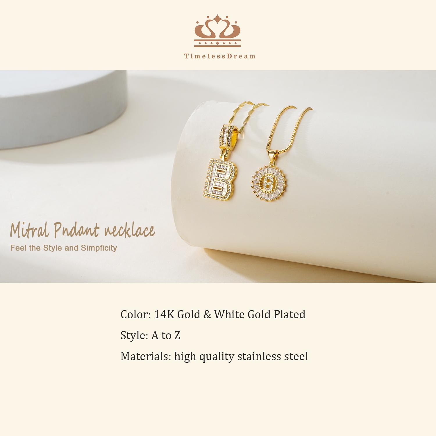 MEIITRUE 2 Pack Initial Letter Pendant Necklaces for Women 14K Gold Plated Cubic Zirconia Alphabet Necklace Fashion Jewelry Adjustable Length 17-19 Inches