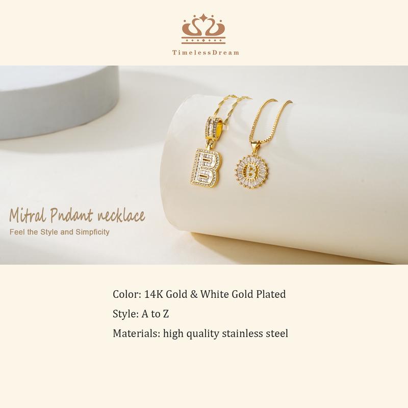 MEIITRUE 2 Pack Initial Letter Pendant Necklaces for Women 14K Gold Plated Cubic Zirconia Alphabet Necklace Fashion Jewelry Adjustable Length 17-19 Inches