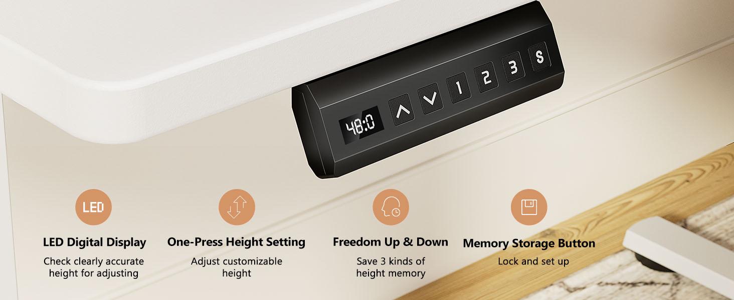 SweetFurniture S -  Electric Standing Desk with Memory Preset, Ergonomic Height Adjustable Table with T-Shaped Metal Bracket Modern Workstations