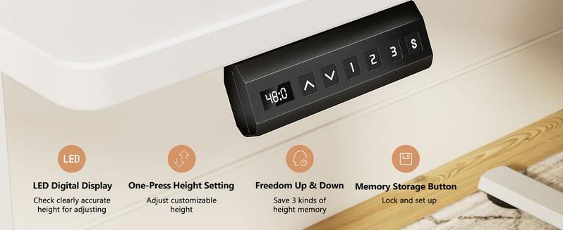 SweetFurniture S -  Electric Standing Desk with Memory Preset, Ergonomic Height Adjustable Table with T-Shaped Metal Bracket Modern Workstations