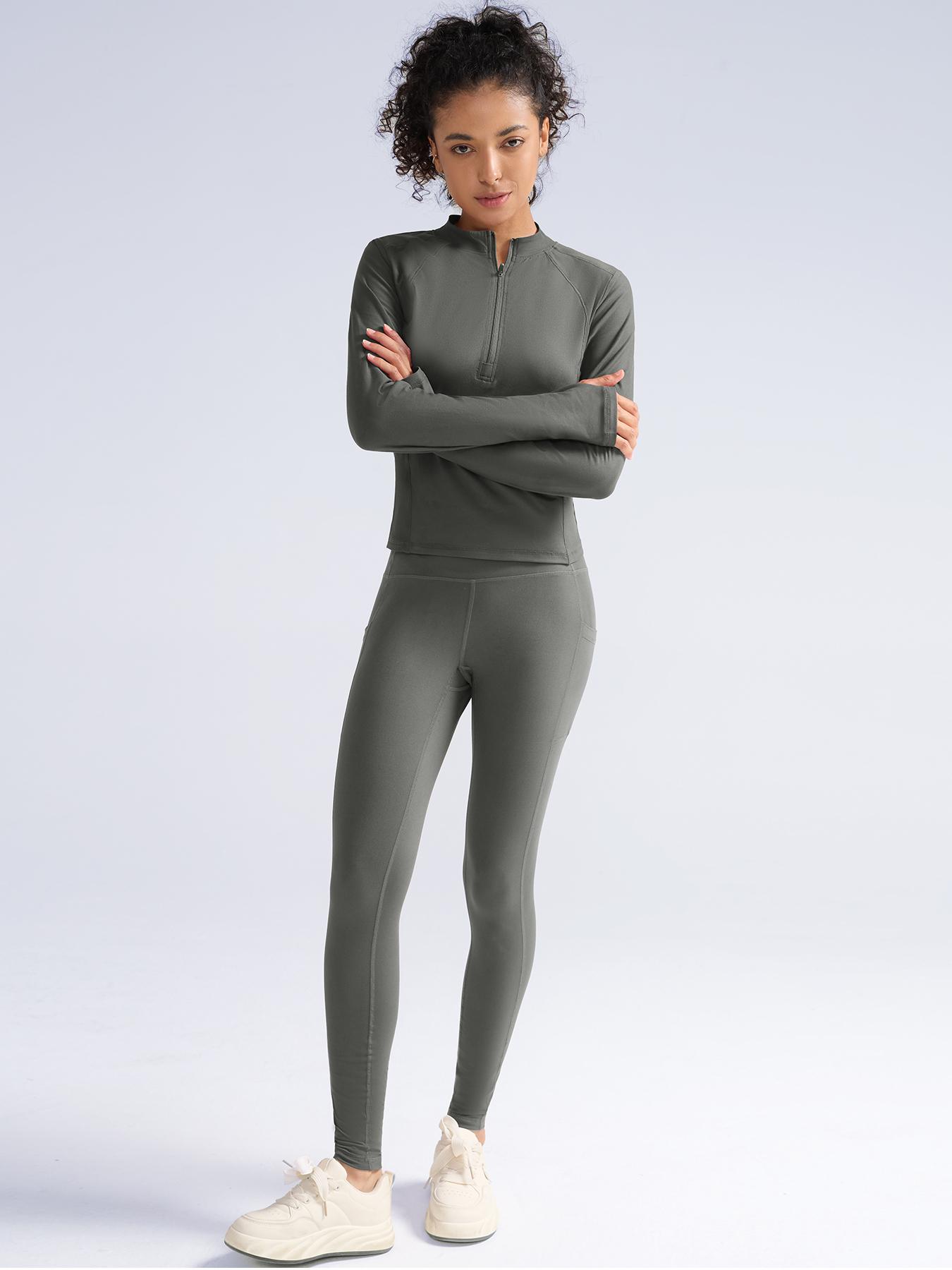 CHRLEISURE Women's Suit Workout Set Yoga Outfit Activewear for Daily Wear with Long Sleeve Top & High-Waisted Leggings