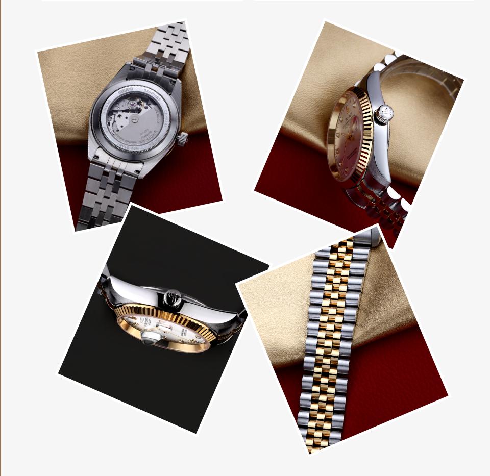 BUREI Men's Luxury Automatic Watch Two Tones Stainless Steel Dress Wrist Watches Self-Winding