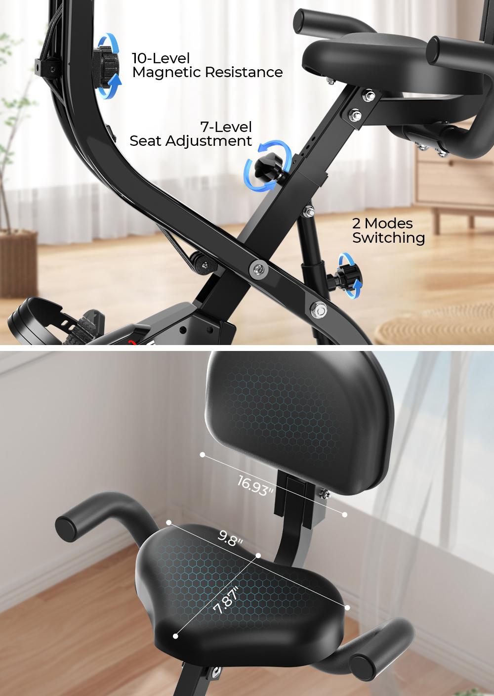 RELIFE REBUILD YOUR LIFE 3 in 1 Foldable Exercise Bike, Magnetic Resistance Stationary Bike for Home Fitness Cardio Workout cardio workout