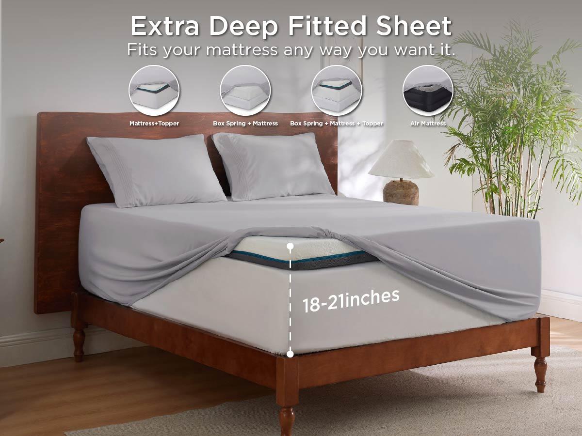 Deep Pocket with Band Sheets Set 4 Pieces Halloween Pumpkin Caramel, Fit for Tall Mattresses 14-21'', Soft, Breathable, Cooling&Machine Washable Hotel Luxury Bedsheets & Pillowcases, Easy & Secure Fit