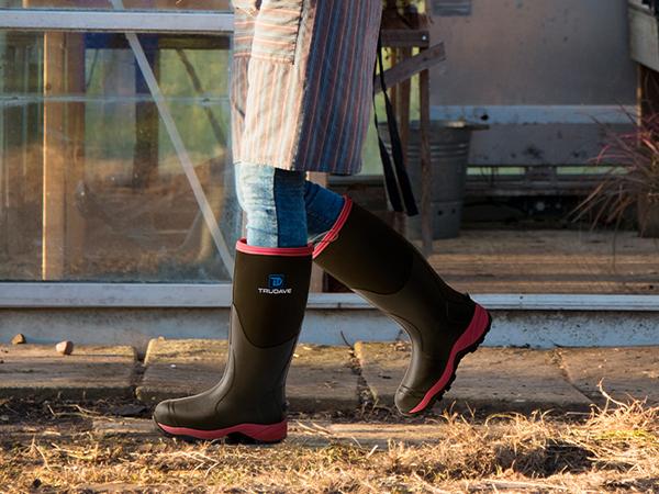 【No steel toe】Trudave Rubber Boots for Women, Waterproof Insulated Mud Rain Boots with Steel Shank,  Anti-slip Outdoor Work Boots, Size 6-11 Lightweight Shoe Black Girl Footwear Breathable Pink