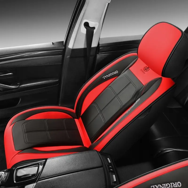 2-Pieces Leather-Look Style Car Seat Covers, Seat Protectors with Easy On/Off Keeps Upkeep Simple, Durable Comfortable Universal Vehicle Accessory for All Cars, Auto Interior Accessory