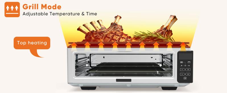 Sweetcrispy Electric Grill Indoor for Steak & Veggies Smokeless Griddle with Lid Temp Control Grill Plate Splash Guard Crumb Tray 2-in-1 Multifunctional Cooking Modes Pizza Toast Grill Warm