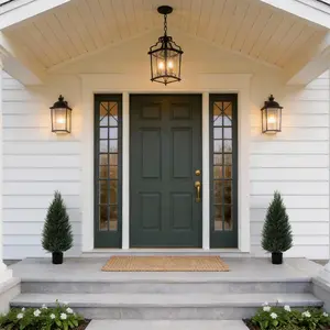 3ft 4ft 5ft Outdoor Artificial Cedar Topiary Trees, All-Weather Faux Pine for Home Porch Entryway Decor 2Pack