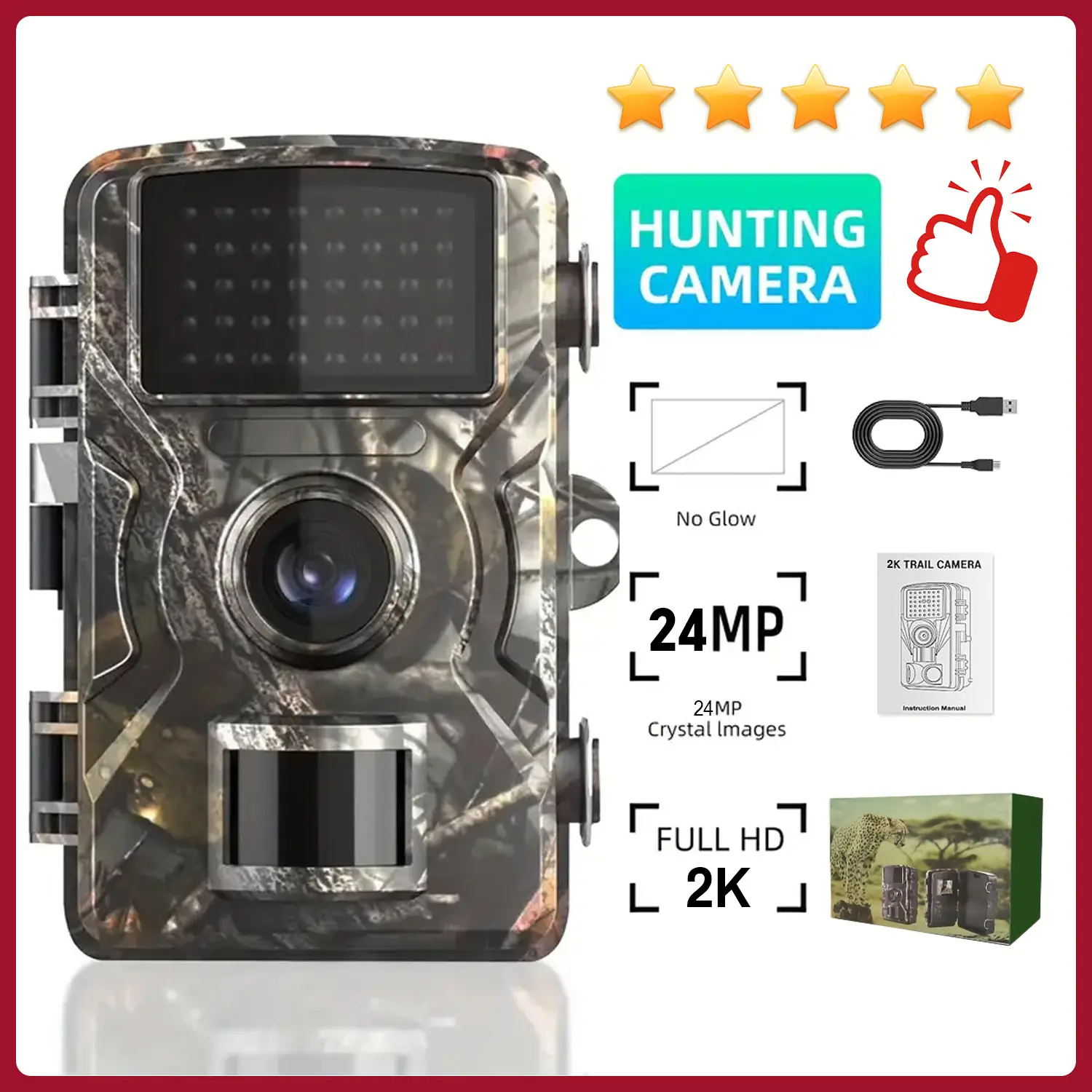 Trail Camera (Non-Cellular, Non-WiFi), 64MP Photo & 1296P HD Video, 0.1s Trigger, 100ft No-Glow Night Vision, Motion Activated Wildlife Camera