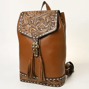 OHA139 Ohlay Western Genuine Leather Hand Tooled Women Backpack Bags