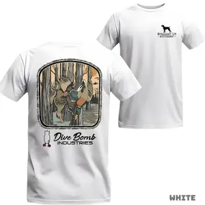 Dive Bomb Industries Hunting T Shirt, Wood Duck And Forest Scene Graphic Tee, Outdoor Lifestyle Shirt For Waterfowl Hunters, Vintage Duck Hunting Gift For Men, Unisex Casual Graphic T-Shirts
