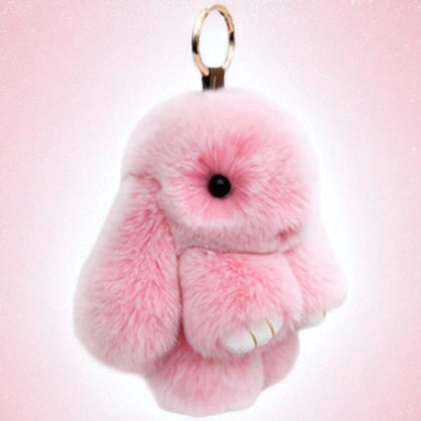 Cute Bunny Rabbit Keychain, Easter Gifts for Her, Soft Fluffy Car Keychain, Pom Pom Key Rings Charm Key Chain for Bags, Phones, Fashion Accessories for Women & Girls & Kids - 7in Without Box FallFreshness