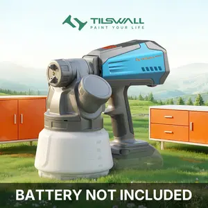 [Spring Deals] Tilswall Shark 700 Cordless Paint Sprayer for Dewalt 20V Battery Electric Paint Gun with Brushless Motor 1300ml Container 3 Spray Patterns for Furniture Walls Cabinets Outdoors Adjustable Flow Control