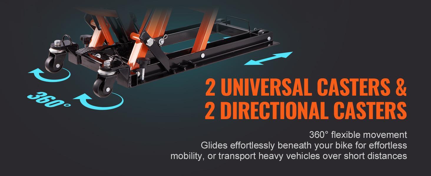 VEVOR Hydraulic Motorcycle Jack Stand, TikTokShopBlackFriday, 1500 LBS ATV Scissor Lift Jack, 4.7"-15" Scissor Lift Jack Stand with 4 Wheels, Hydraulic Foot-Operated Hoist Stand for Motorcycle ATV UTV Powersports