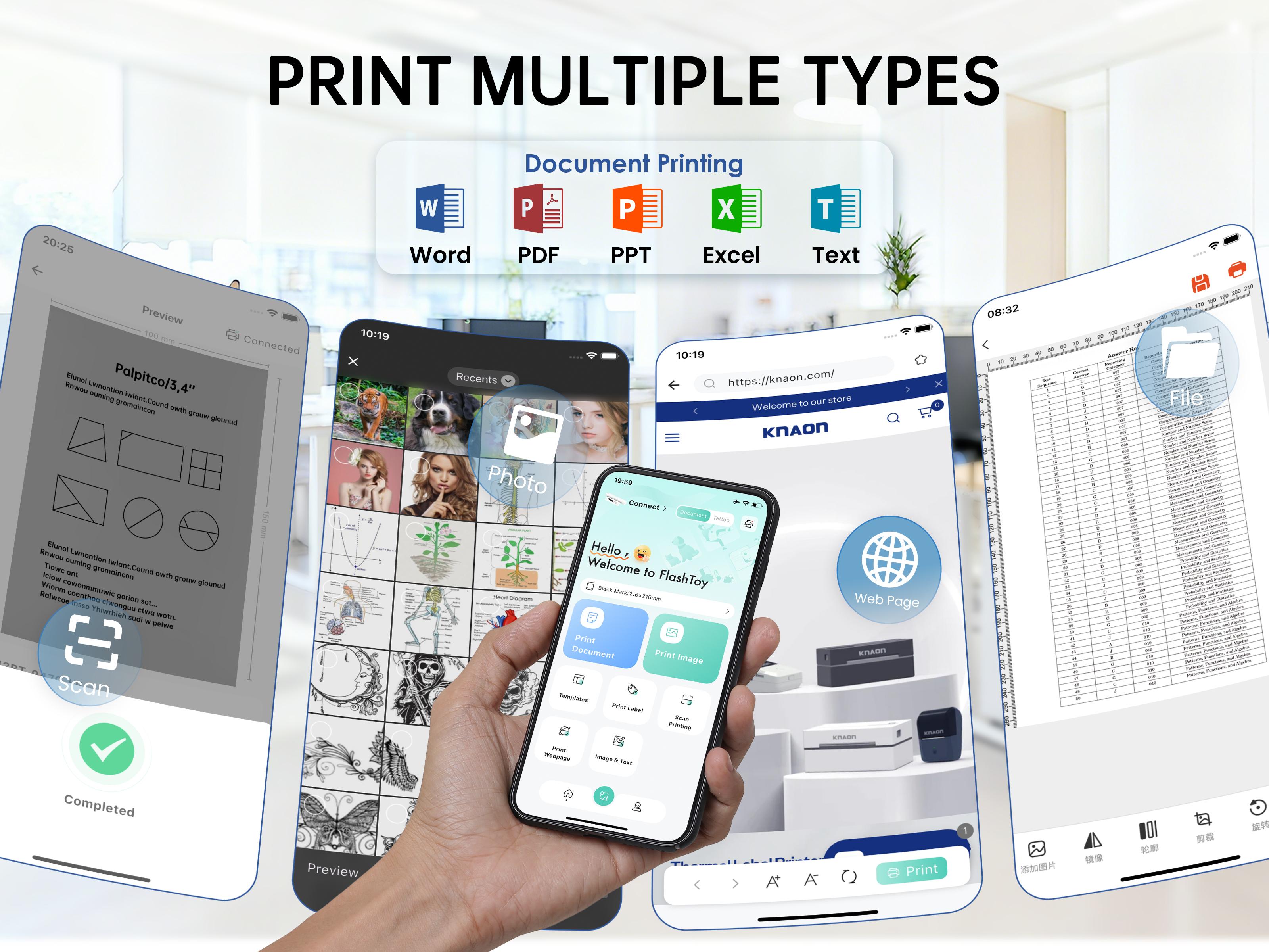 Inkless Portable Printer – Bluetooth Wireless Thermal Printer for Travel, Home & Office,iOS/Android/Laptop Compatible,Support 8.5x11 US Letter&A4 Thermal Paper,No Ink Needed, Printing Machine,Excellent Gift
