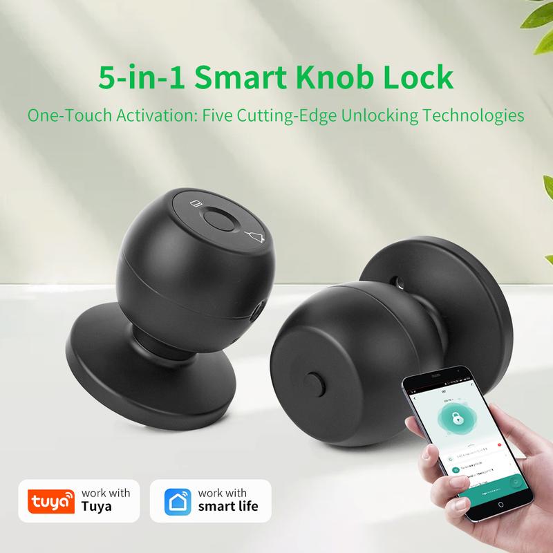 Smart 5-in-1 Fingerprint Door Lock with One-Touch Activation Five Unlocking Technologies Fingerprint Numeric IC Card Key Mobile Unlock