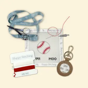 Happy Stitching - Little League Needlepoint Key Fob Kit - All In One Self Finishing Needlepoint kit