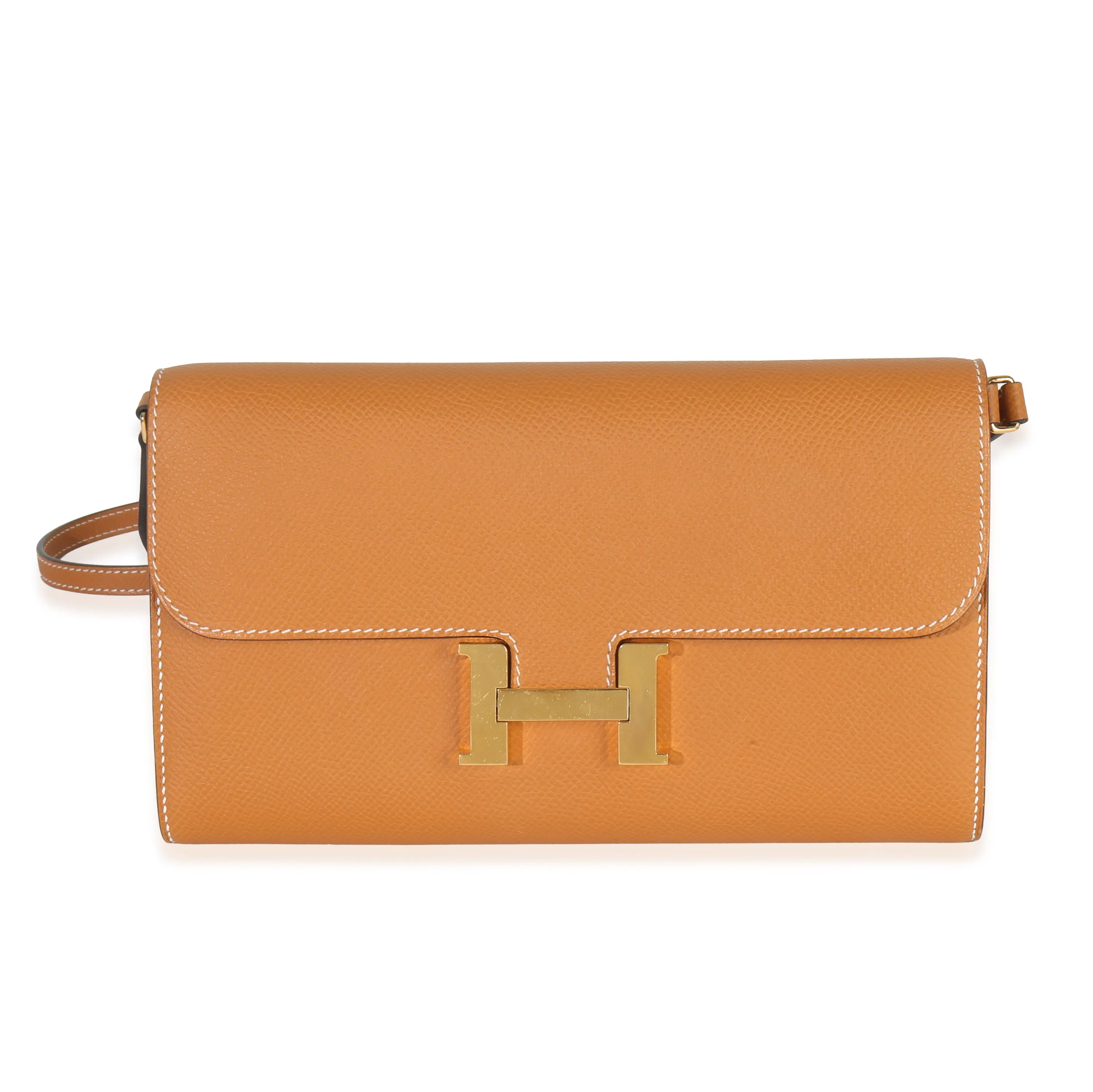 Pre-owned Leather Shoulder bags Toffee Epsom Constance Long Wallet To Go GHW