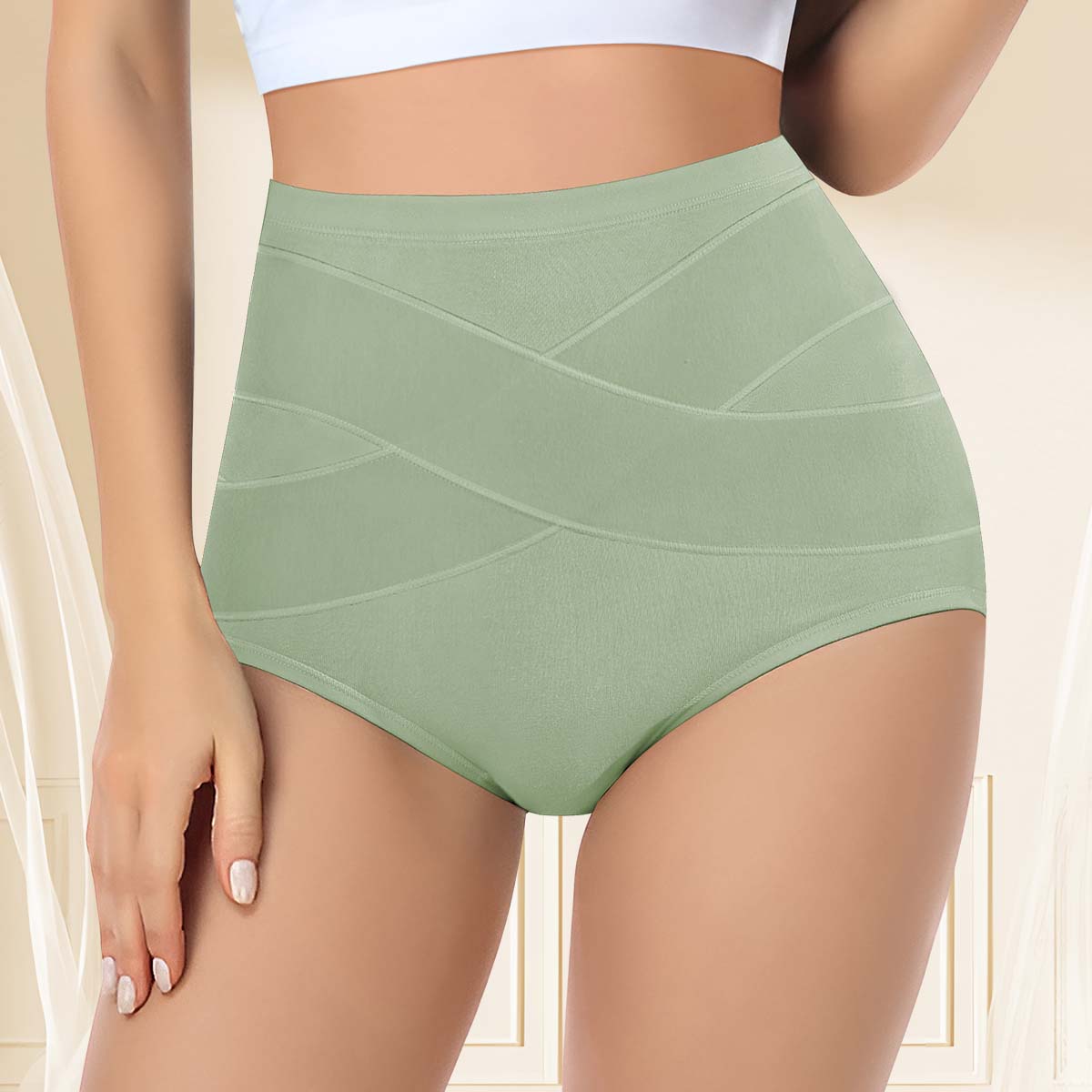 【COTTON】Morelect 5/6/8 Pcs High-Waisted Underwear - Cross Support Tummy Control Panties, Breathable Slimming Underwear for Women, All-Season Comfy Daily Wear Womenswear Lingerie SpringStatements
