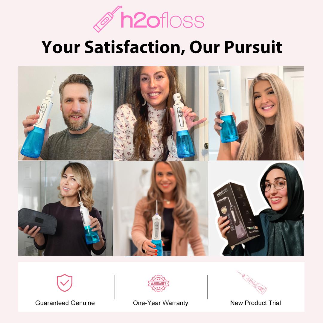 h2ofloss – The Cutest Portable Water Flosser & Oral Irrigator  300ML Detachable Tank, 360° Jet Cleaning, 5 Fun Modes, Rechargeable, IPX7 Waterproof – Whiten Your Teeth Anytime, Anywhere!