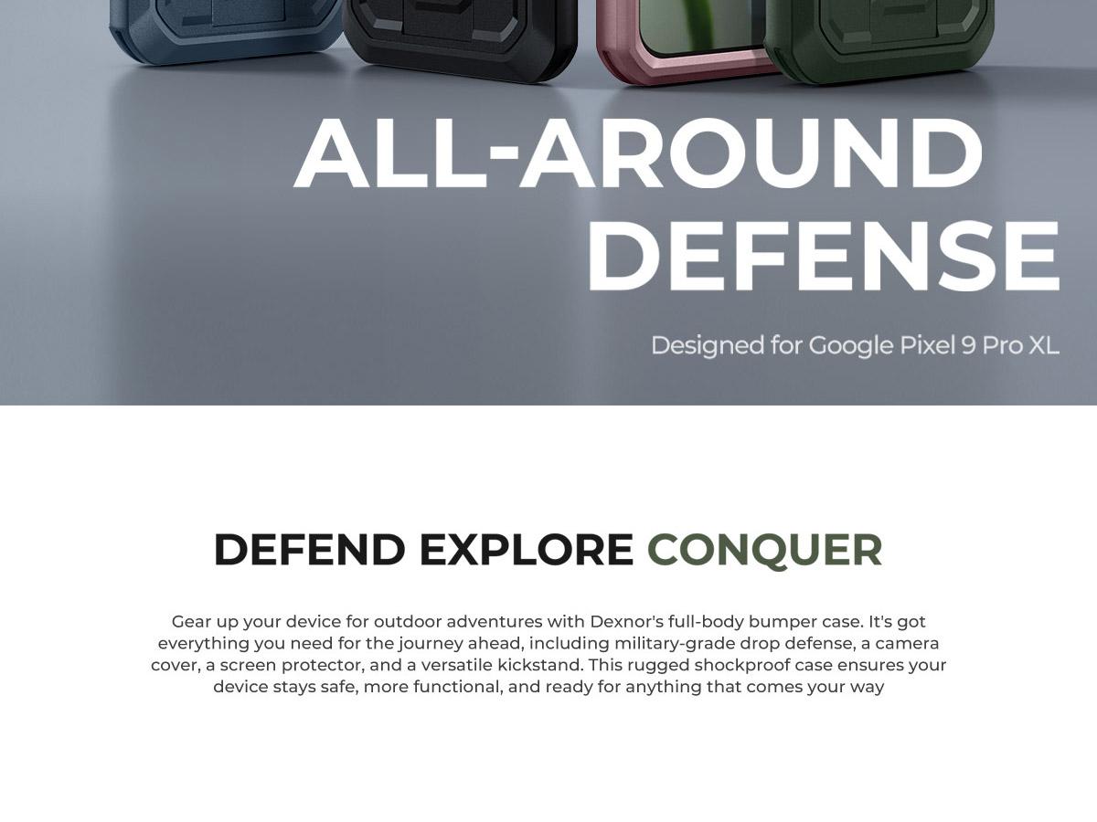 Dexnor for Google Pixel 10/10 Pro/10 Pro XL/9/9 Pro/9 Pro XL/9A Case with Slide Camera Cover & 2 Front Frames & Built-in Screen Protector & Heavy-Duty Kickstand, Full-Body Protective Cover Rugged Bumper Cases