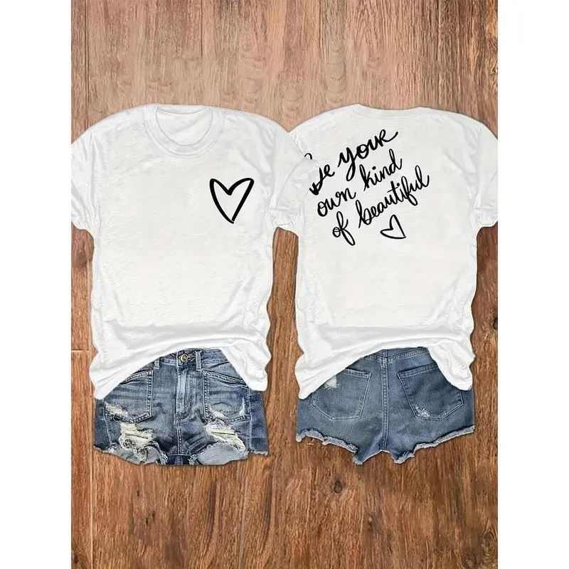 Women's Soft Print Short-Sleeve T-Shirt - Streetwear Casual Round Neck Sports Top, Machine Washable, Ideal for Vacation, Shortsleeve, Tshirt, Lady, Graphic Tees Women, Women's T Shirts