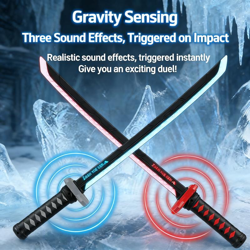 Boy's LED Lightsaber Toy Cyberpunk Katana - 23.6-inch Glowing Prop, Perfect for Roleplay, Carnival Parties & Festivals, RGB Lighting, Durable Collectible, In-Stock in the USA, Recommended Children's Birthday Gift fog eight-color streaming light effect