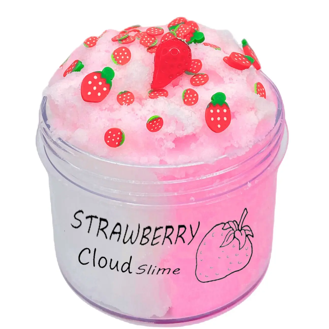 2Color Strawberry Cloud Slime Non-Sticky and Super Soft Scented Slime for Girls and Boys - Stress Relief Toy in Jar with Strawberry Decor Squishy Series Sensory Cuddle Box