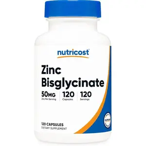 Nutricost Zinc Bisglycinate (50mg) 120 Vegan Capsules - GMO-Free, Gluten-Free Supplement
