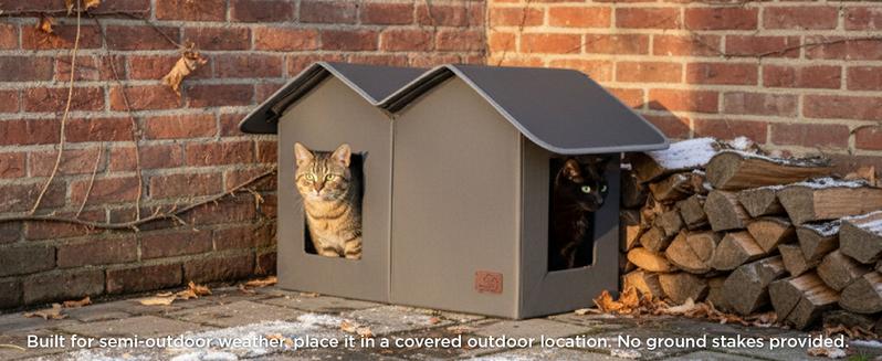 Bedsure Clawsable Heated Indoor Outdoor Cat House - Cozy Insulated Waterproof Shelter with Raised Base, Waterproof Stray Cat Shelter, Winter Warm Pet Hideout, for Feral Barn Cats and Kittens,