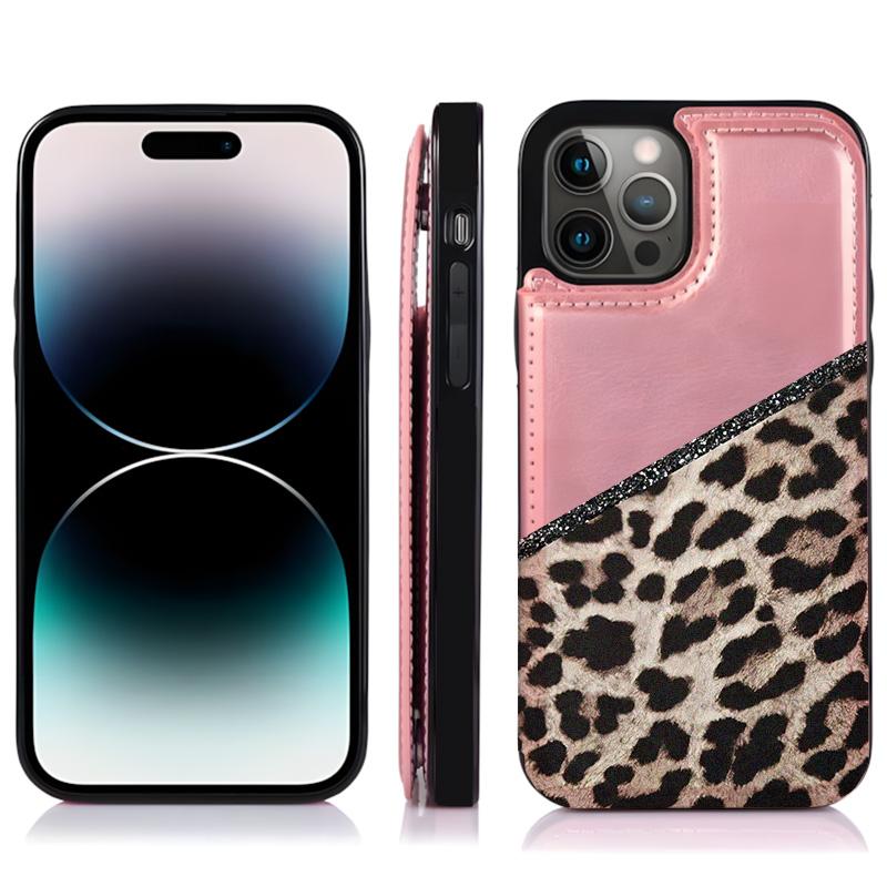 Stylish Leopard print Pattern Phone Cases Compatible For With iphone 17 16 15 14 13 12 PRO PLUS MAX AIR PU Black Brown Pink Durable Flip High quality Leather Credit Card Bag Holder Mother Gift Wallet Shockproof Anti-Drop Full Protection Shell Cover