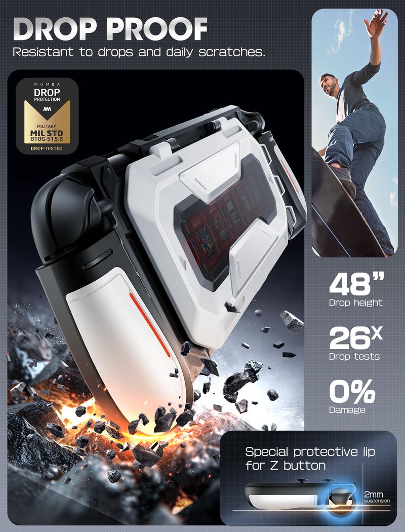 Mumba Dockable for Nintendo Switch 2 Case with Flip Stand, [Titan] Ergonomic Switch 2 Grip Protective Cover Holds 5 Game Cards & 2 TF Cards TPU Accessories and Quick-Release Joy-Con Design