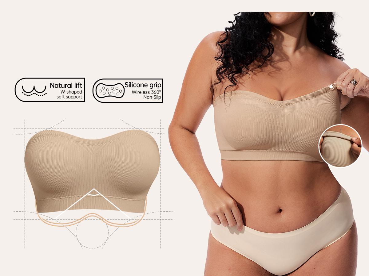 Vertvie|ZOE Stay Put Bandeau Bra, Wireless Seamless Comfort Day Vertvie|ZOE Stay Put Bandeau Bra, Wireless Seamless Comfort Day