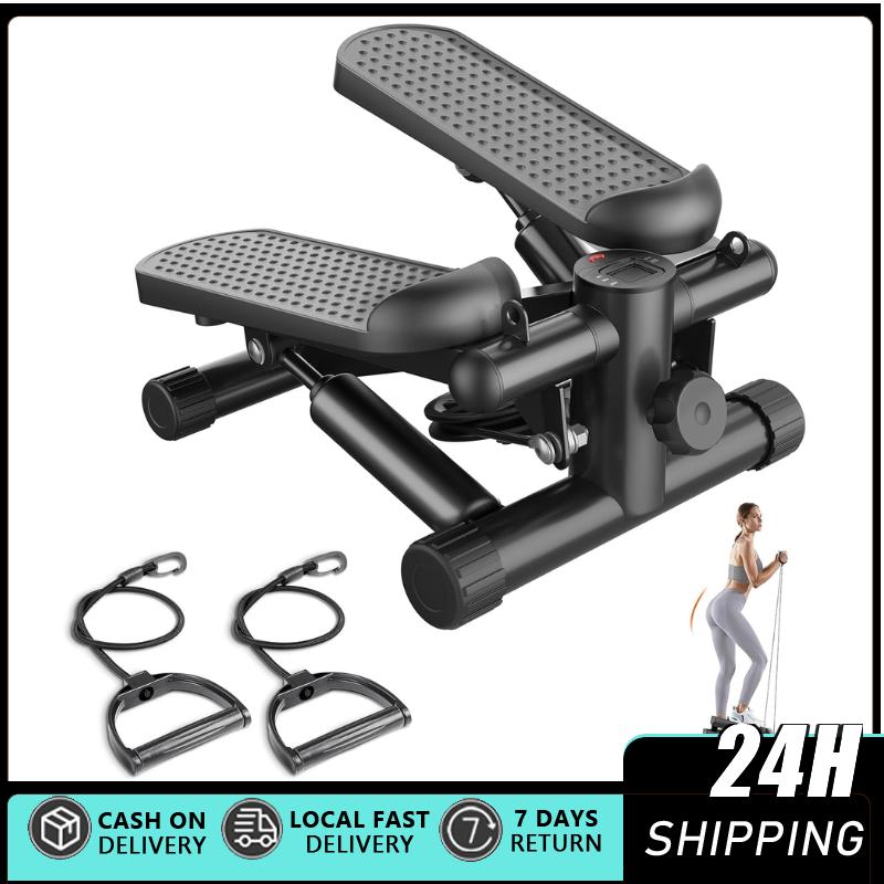 Mini Stepper for Exercise at Home, Stair Step Workout Machine with Resistance Band and Over 300lb Weight Capacity, Optional Twist Motion Mini Stepper with Resistance Bands, Portable Full Body Workout Stepper Machine Adjustable Foot Stepper for Fitness