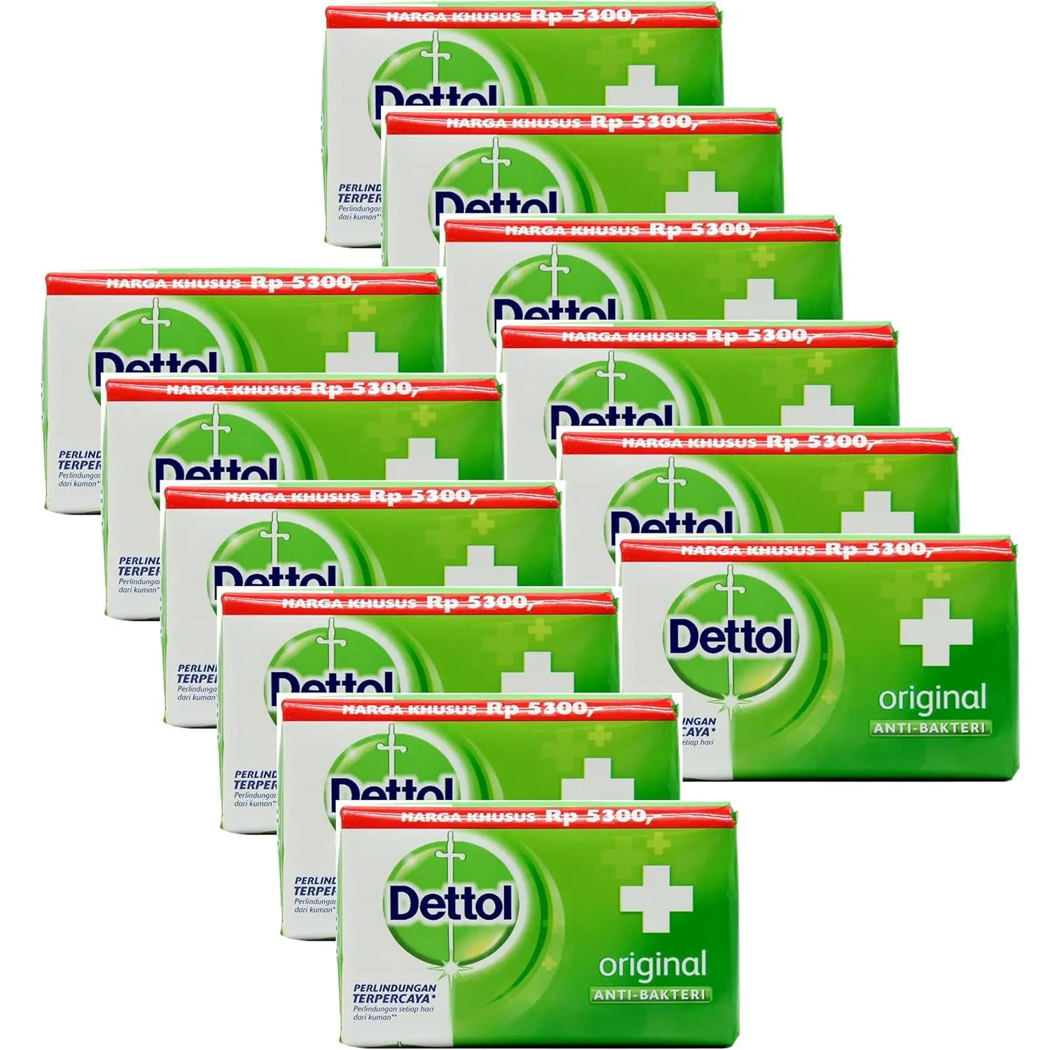 Dettol Original Antibacterial Soap Bars with Classic Fragrance, Gentle Body Cleanser for a Fresh Feel, For Adults & All Skin Types, 12-Count, 3.88 oz (110g), Body Care, Hands & Body